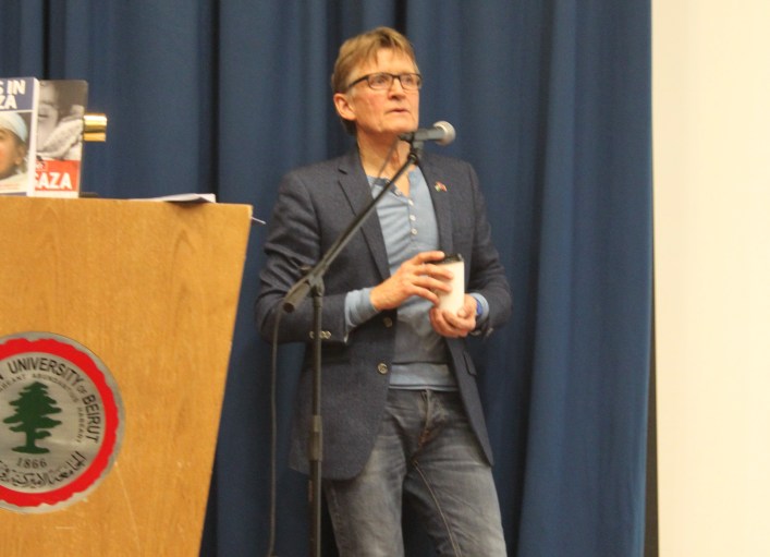 Dr. Mads Gilbert speaking at the American University of Beirut (AUB) on Thursday March 19th, 2015